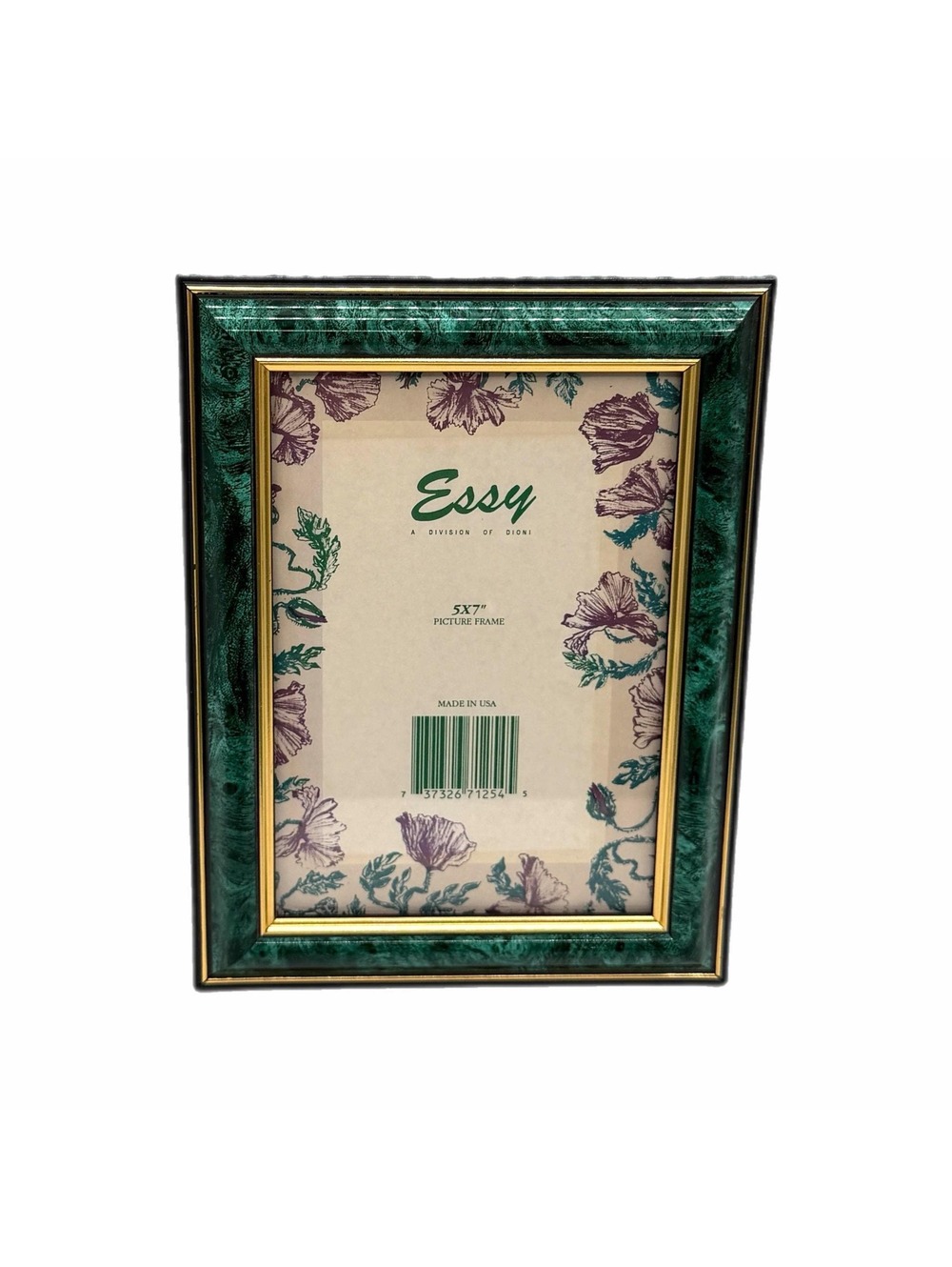 Vintage Essy Brand Greem Faux Marble Gold Trim Picture Frame β 5x7-Inch Photo